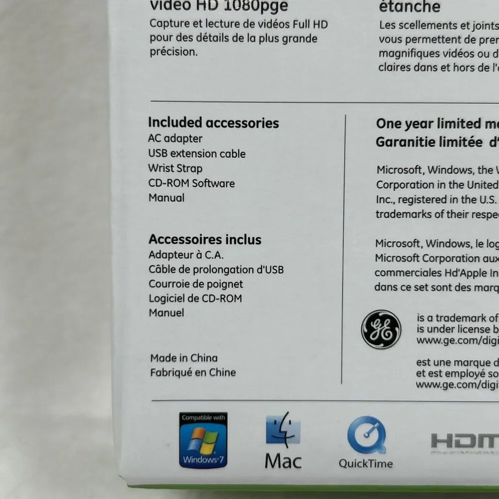 GE DV1 HD 1080p Camcorder Video Camera Waterproof w/ Memory Card Disc Open Box